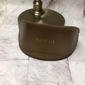 GUCCI Gold Bronze Leather Sunglass Case with Gold Foil Logo